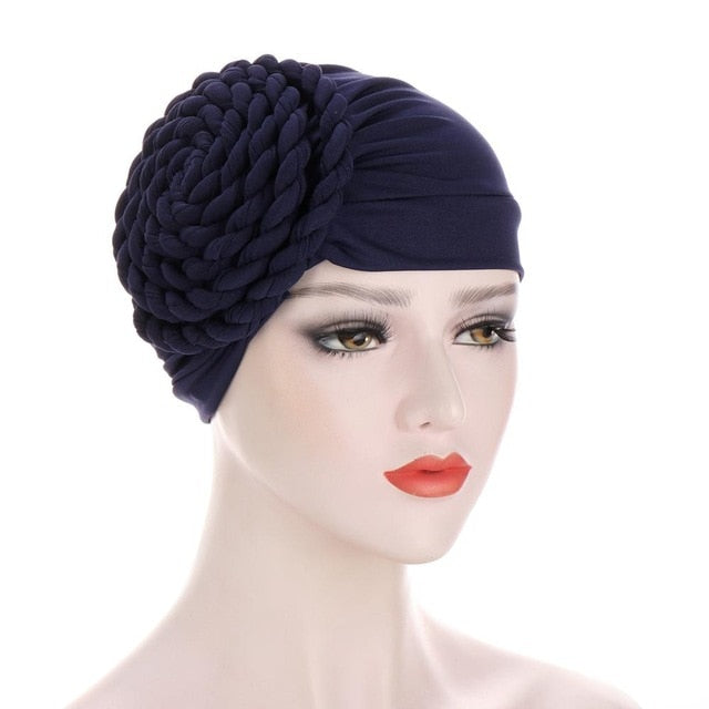Winter Hat Beanie Braided turban bonnet head - Twisty-African Braids Turbans for woman-navy-All10dollars.com