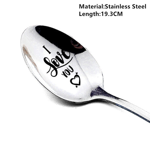 Anniversary Gift Boyfriend Stainless Spoon Love Girlfriend Present - 2 pk-Forks-I love you-All10dollars.com