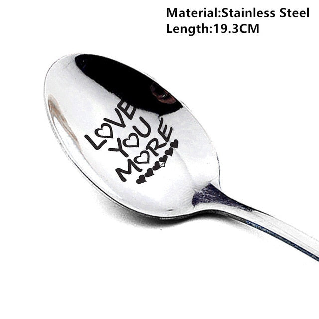 Anniversary Gift Boyfriend Stainless Spoon Love Girlfriend Present - 2 pk-Forks-Love you more-All10dollars.com