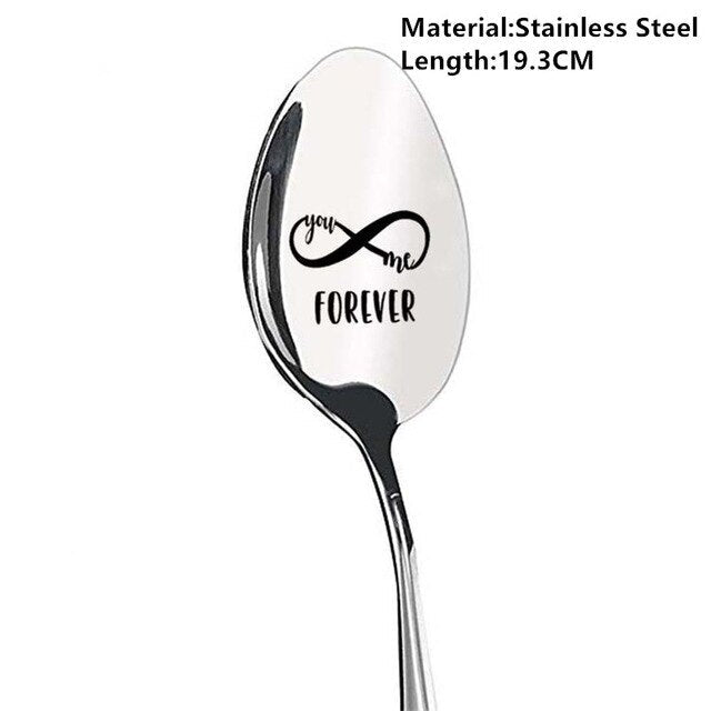 Anniversary Gift Boyfriend Stainless Spoon Love Girlfriend Present - 2 pk-Forks-you and me forever-All10dollars.com