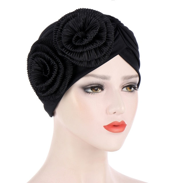 Women Hair Loss Hat Head Scarf Turban Chemo Cap-bonnet-C1-Black-All10dollars.com