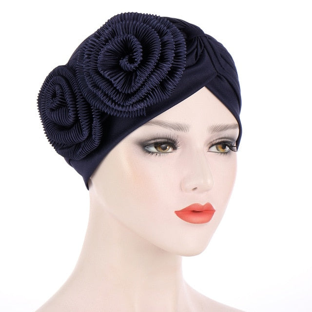 Women Hair Loss Hat Head Scarf Turban Chemo Cap-bonnet-C3-Navy-All10dollars.com