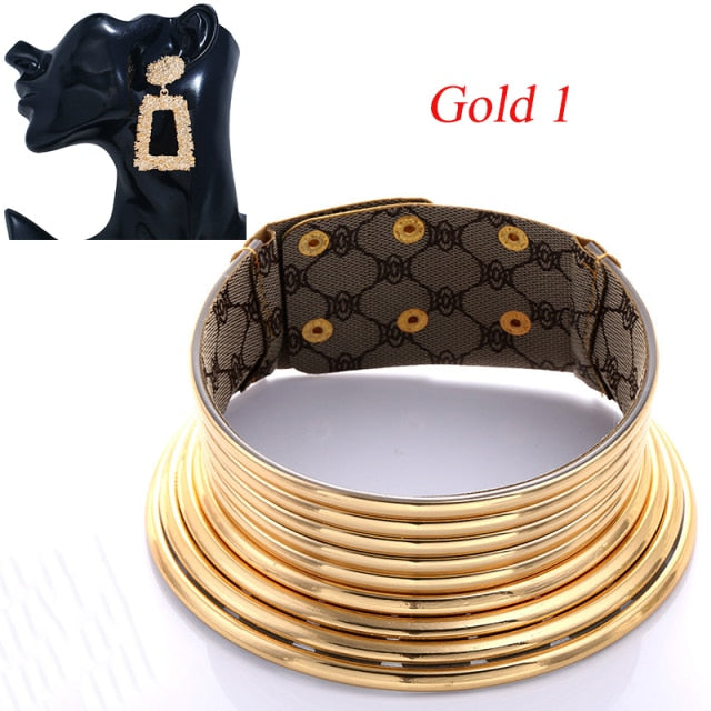 African Punk Collars Bohemian Necklace Women Boho Jewelry-jewelry set-Gold huaBu 2-All10dollars.com