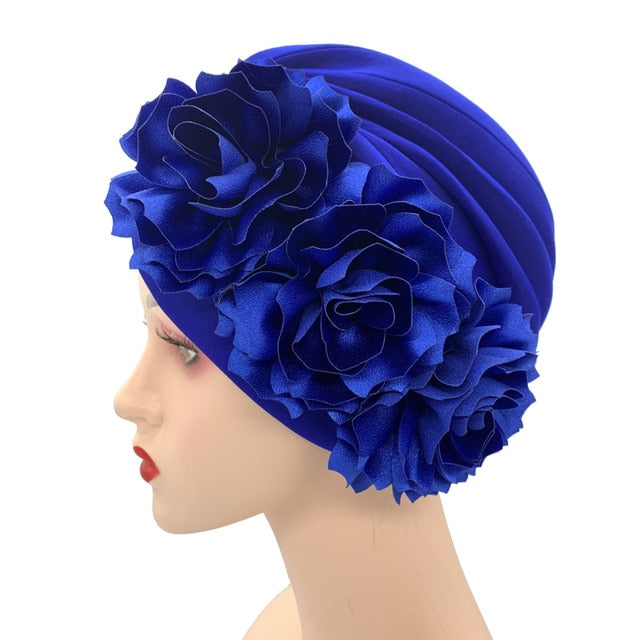 Women's Turban Caps floral Hair scarf-turbans-blue-All10dollars.com
