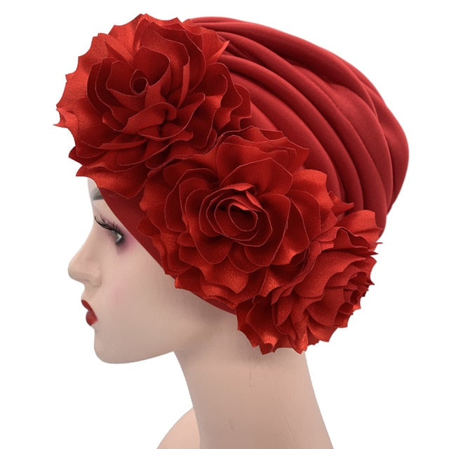 Women's Turban Caps floral Hair scarf-turbans-red-All10dollars.com