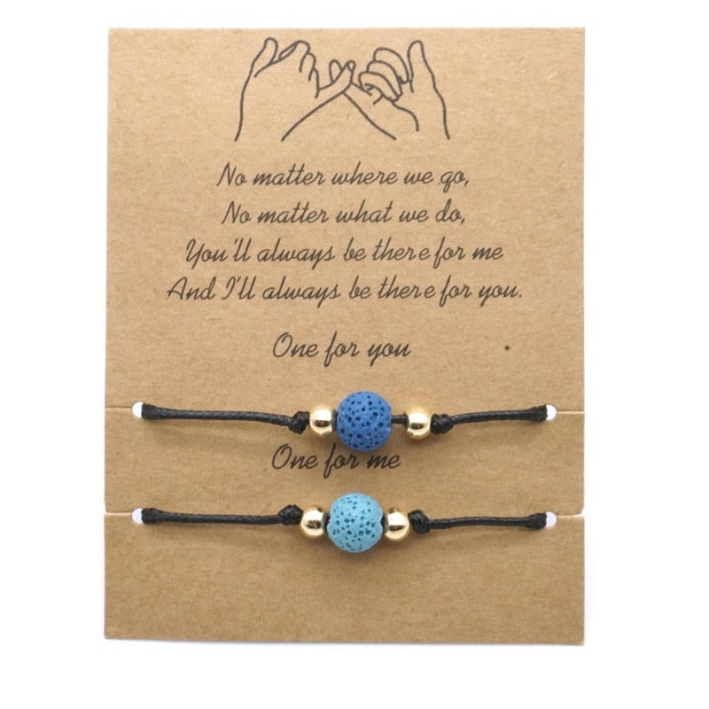 No matter where we go, Romantic Boyfriend Girlfriend Gift Couple braided Charms bracelet-lava bracelet-All10dollars.com