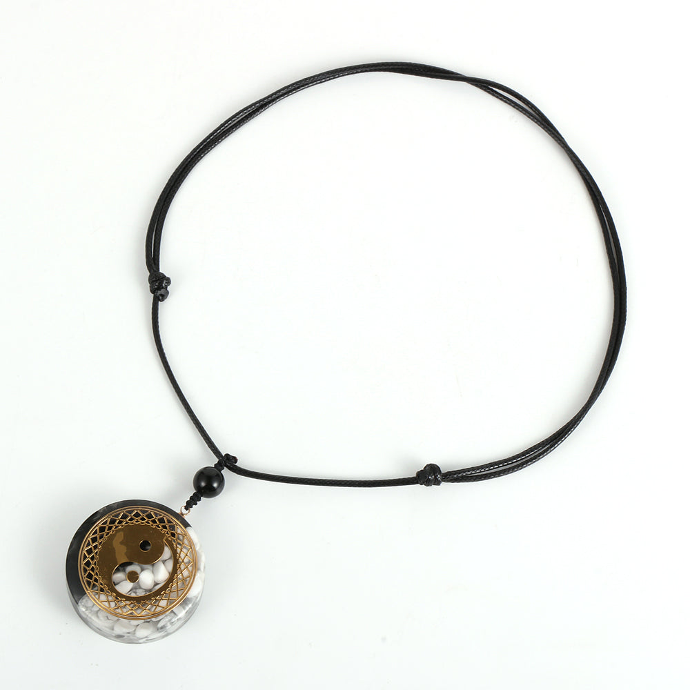 Natural Stone Chip Yin and Yang Black White Orgonite Jewelry-All10dollars.com