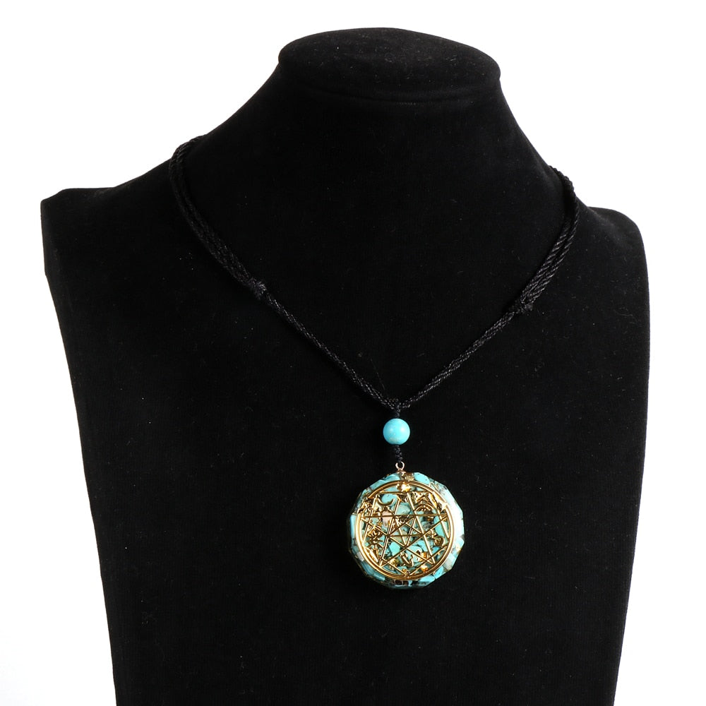 Natural Stone Turquoises Chips Gravel Pendant Oronge Necklace Yoga Healing Pendulum Jewelry-All10dollars.com
