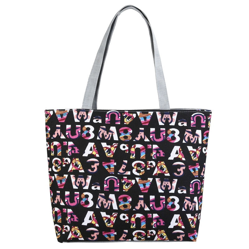 Women's Printed Canvas Tote Bag-Women Handbags-All10dollars.com