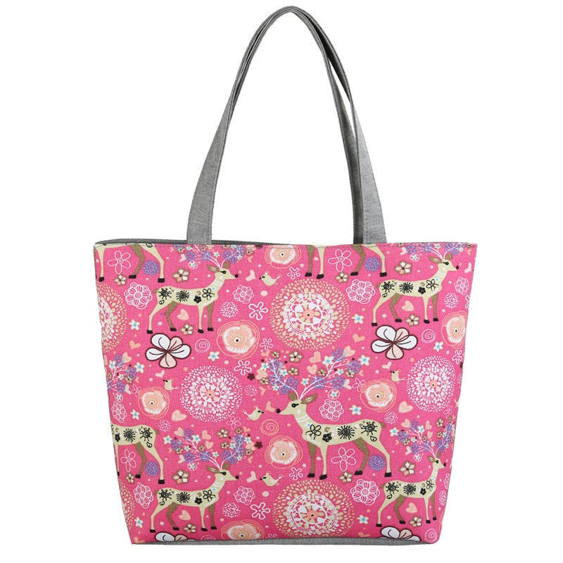 Women's Printed Canvas Tote Bag-Women Handbags-All10dollars.com