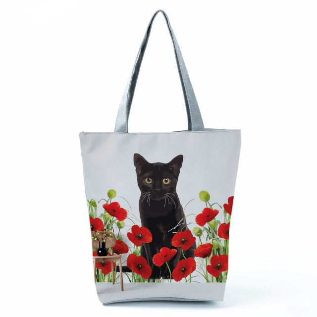 Large Cat Printed Fabric Eco Handbag-handbag-hl1305 Cat Handbag-All10dollars.com