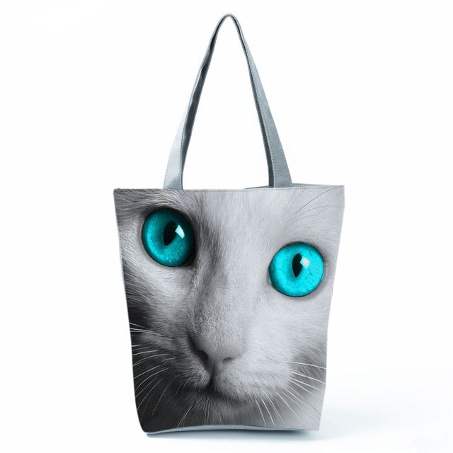 Large Cat Printed Fabric Eco Handbag-handbag-hl1301 Cat Handbag-All10dollars.com