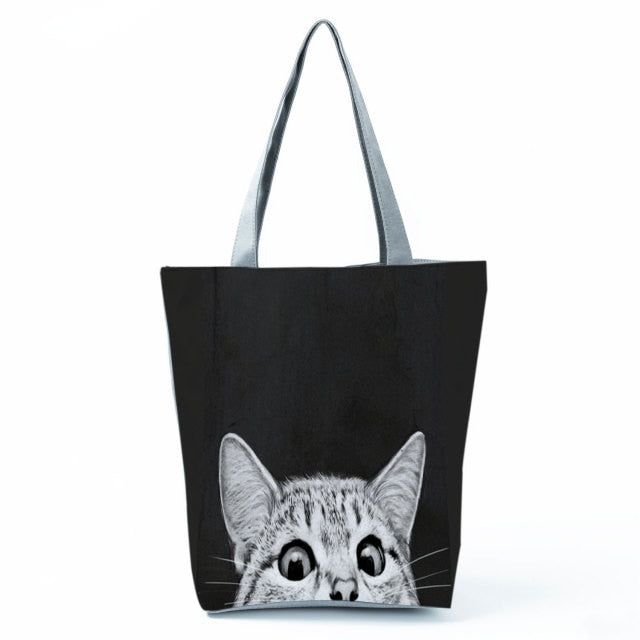 Large Cat Printed Fabric Eco Handbag-handbag-hl1300 Cat Handbag-All10dollars.com