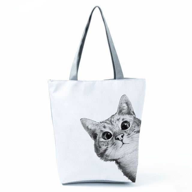 Large Cat Printed Fabric Eco Handbag-handbag-hl1297 Cat Handbag 2-All10dollars.com