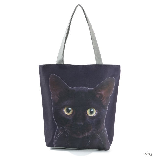 Large Cat Printed Fabric Eco Handbag-handbag-1531g-All10dollars.com