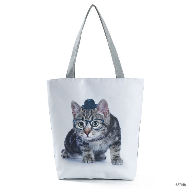 Large Cat Printed Fabric Eco Handbag-handbag-1530b-All10dollars.com