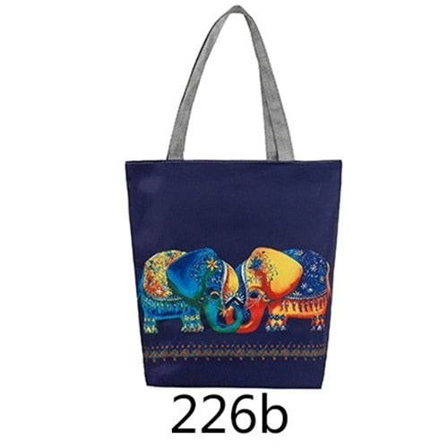 Large Cat Printed Fabric Eco Handbag-handbag-226b-All10dollars.com