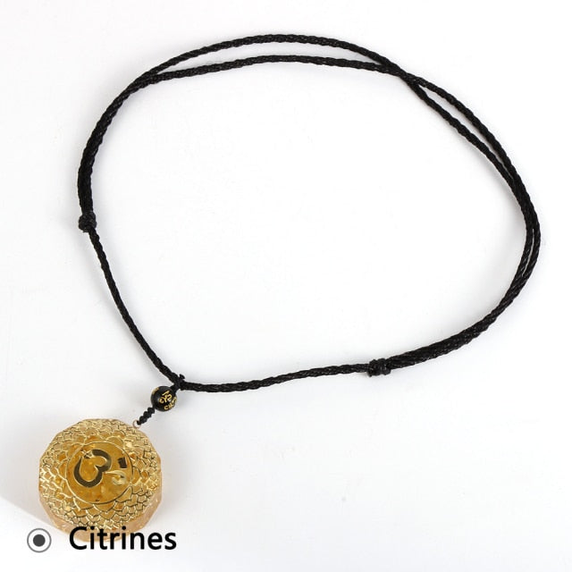 Natural Stone Tiger Eye Necklace Yoga Healing Pendant Epoxy Jewelry-Citrines-All10dollars.com