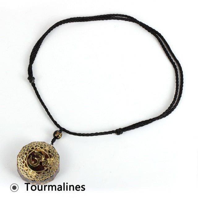 Natural Stone Tiger Eye Necklace Yoga Healing Pendant Epoxy Jewelry-Tourmalines-All10dollars.com