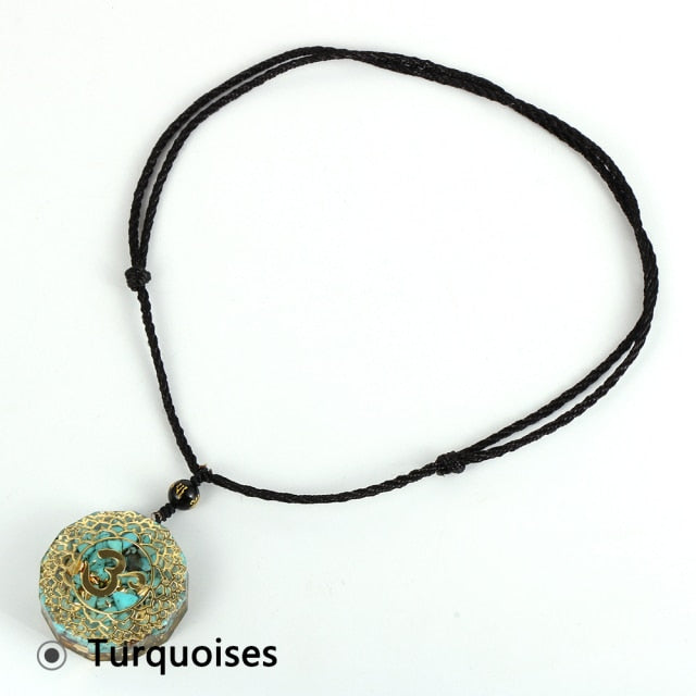 Natural Stone Tiger Eye Necklace Yoga Healing Pendant Epoxy Jewelry-Turquoises-All10dollars.com