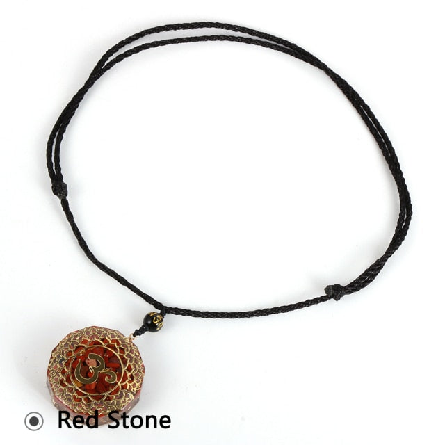 Natural Stone Tiger Eye Necklace Yoga Healing Pendant Epoxy Jewelry-Red Stone-All10dollars.com