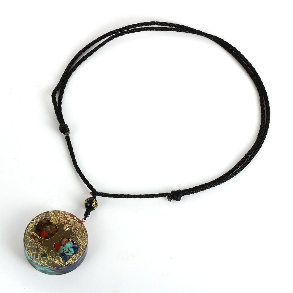 Natural Stone Tree of life Necklace Healing Epoxy Pendant Jewelry-All10dollars.com
