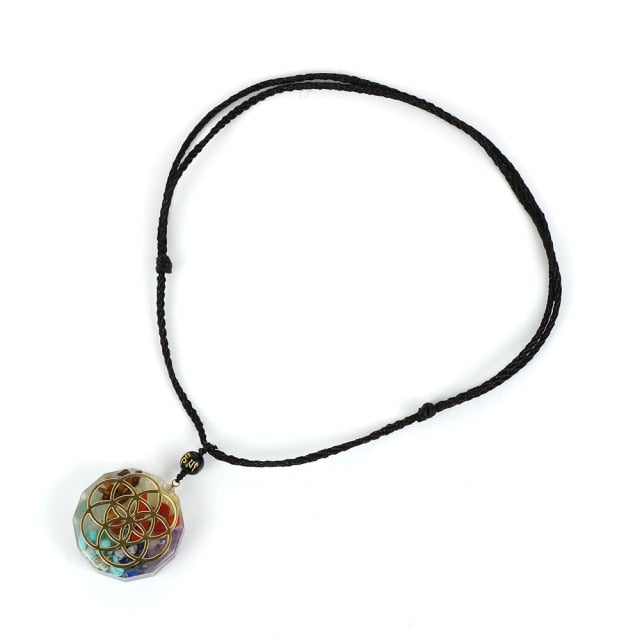 Natural Stone Tree of life Necklace Healing Epoxy Pendant Jewelry-N0240 Folwer-All10dollars.com