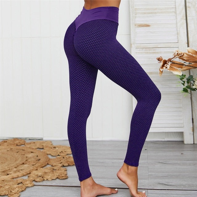 Push Up Butt Crack Leggings Seamless Workout Pants-Purple-L-All10dollars.com
