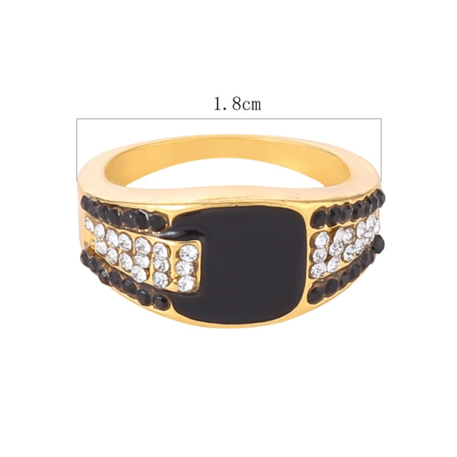 Gold Color Creative Hip-Hop Ring For Men Punk Style Inlaid Zircon Party Punk Motor Biker Rings Fashion Jewelry Gift-men ring-Golden 7-All10dollars.com