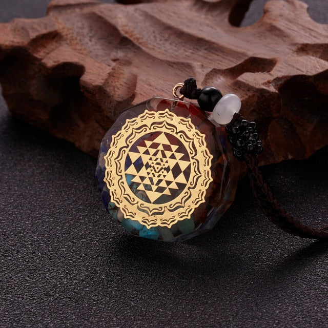 Orgonite Natural Stone Pendant Rope Chain Necklace Meditation Jewelry-NC20Y0437-All10dollars.com