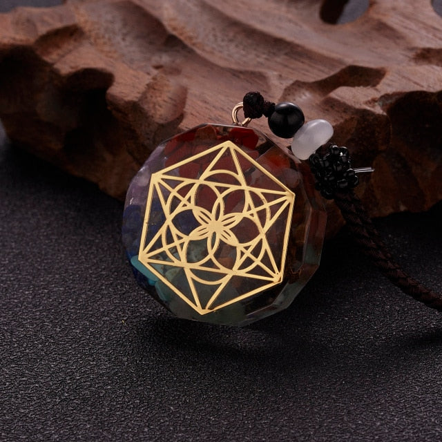 Orgonite Natural Stone Pendant Rope Chain Necklace Meditation Jewelry-NC21Y0299-4-All10dollars.com