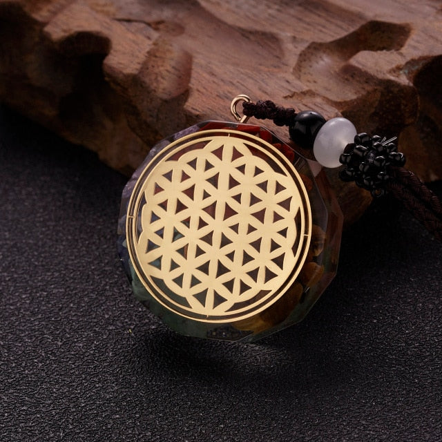 Orgonite Natural Stone Pendant Rope Chain Necklace Meditation Jewelry-NC21Y0299-7-All10dollars.com