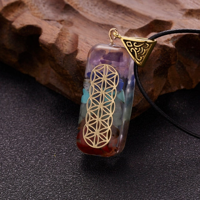 Orgonite Natural Stone Pendant Rope Chain Necklace Meditation Jewelry-NC20Y0436-5-All10dollars.com
