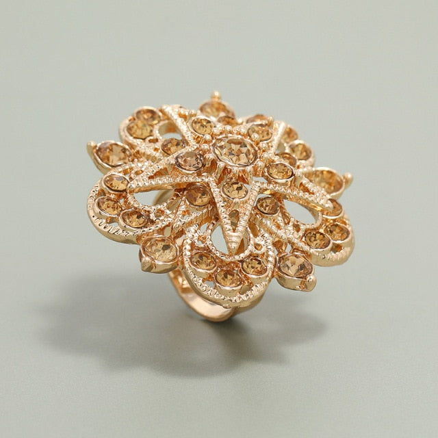 Bohemian Vintage Antique Gold Women Big Statement Ring-wedding ring-Resizable-53-All10dollars.com