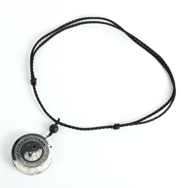 Natural Stone Chip Yin and Yang Black White Orgonite Jewelry-Tai Chi S-All10dollars.com