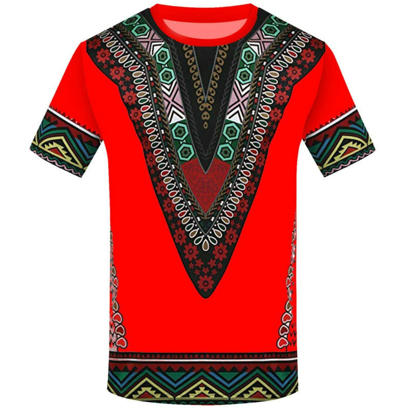Men's Dashiki shirt 3D printing collar shirt African national costume T-shirt summer new style-men top-All10dollars.com