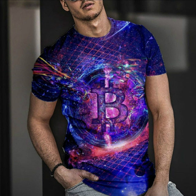 Men's 3D Bitcoin Printed T-shirt, O-neck Short Sleeve.-men top-BTB-18-XXL-All10dollars.com