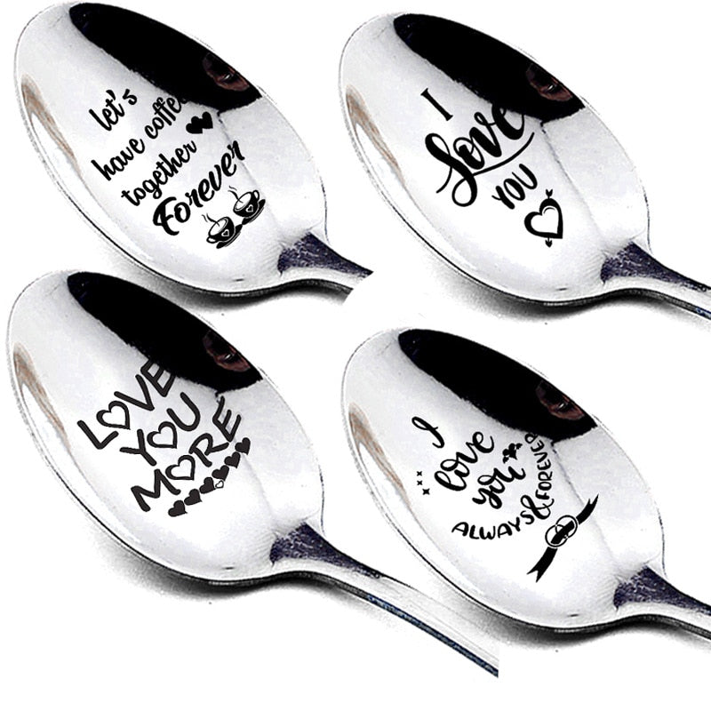 Valentines Day Gift Stainless Steel Coffee Spoon Anniversary Gift for Boyfriend Girlfriend Wedding Party-gifts-All10dollars.com