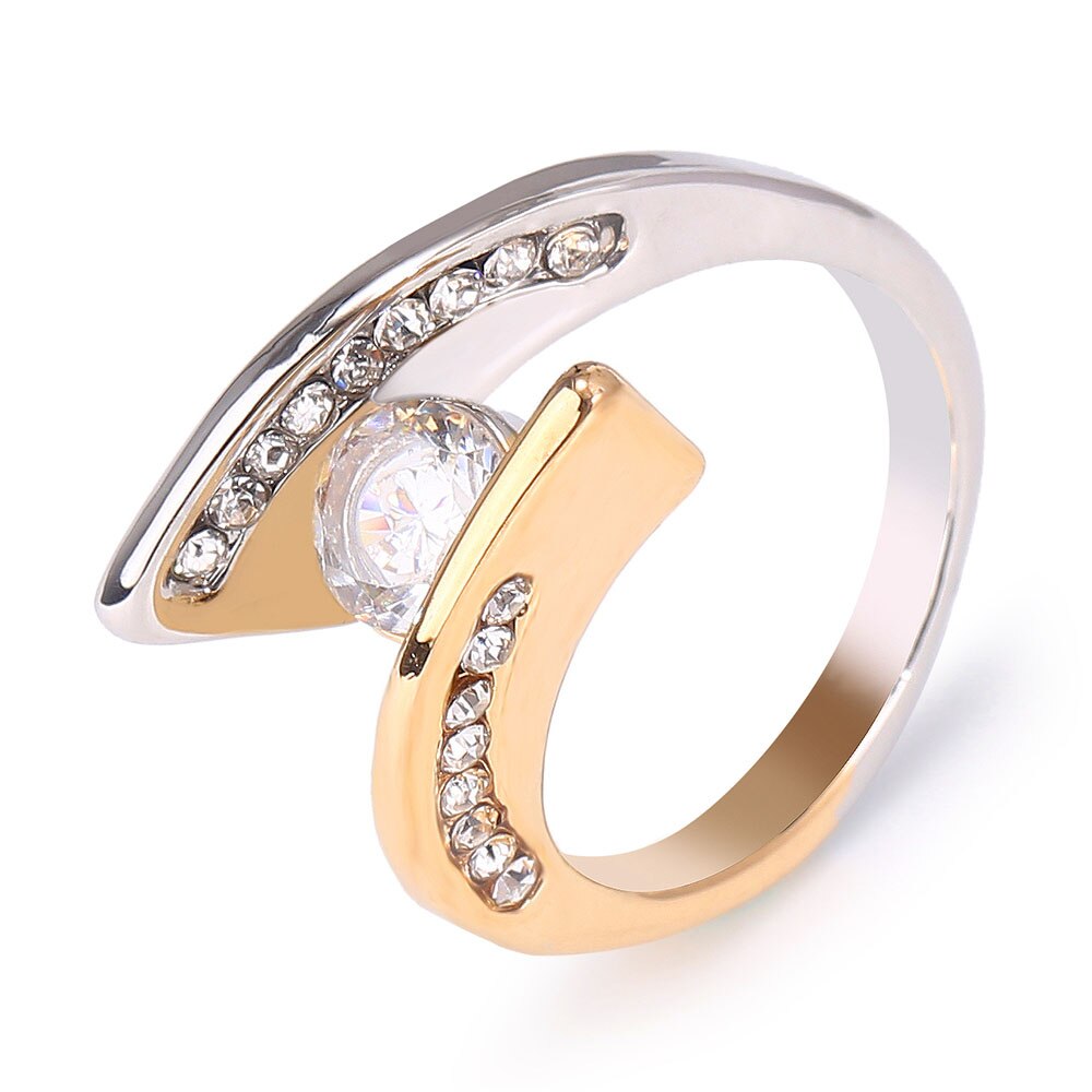Women Rings Unique Geometric Gold Tone Wedding Band Engagement Ring Jewelry Fashion-Rings-All10dollars.com