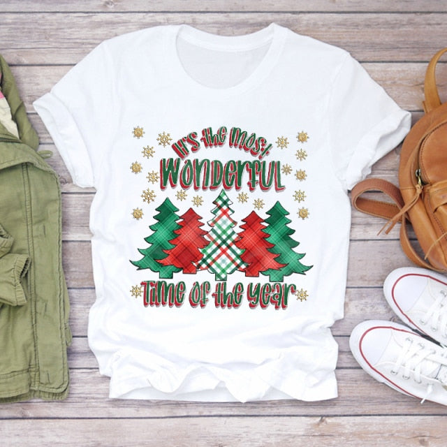 Unisex Christmas Clothing Winter T-shirts Top Ladies Graphic Tees-christmas tees-CZ23740-XXL-All10dollars.com