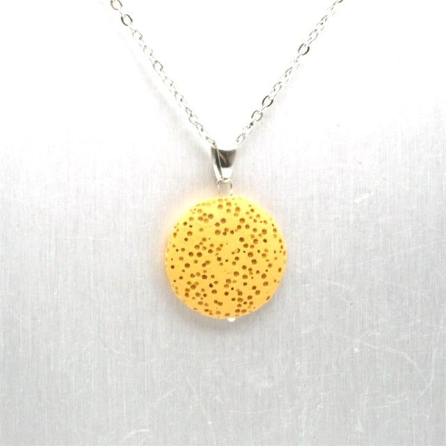 Round Lava Necklace Aromatherapy Jewelry Multilayer Rock Stone Necklace-Necklaces-Yellow-All10dollars.com