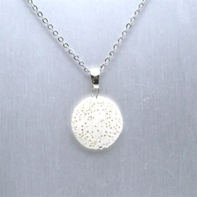 Round Lava Necklace Aromatherapy Jewelry Multilayer Rock Stone Necklace-Necklaces-white-All10dollars.com