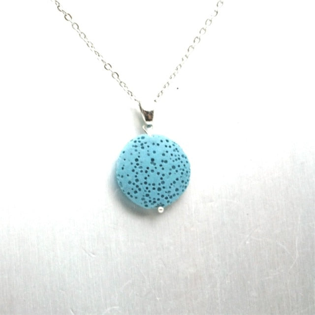 Round Lava Necklace Aromatherapy Jewelry Multilayer Rock Stone Necklace-Necklaces-light blue-All10dollars.com
